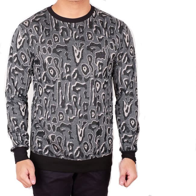 kaos pria lengan panjang longsleeve / baju kaos pria panjang batik - Hitam