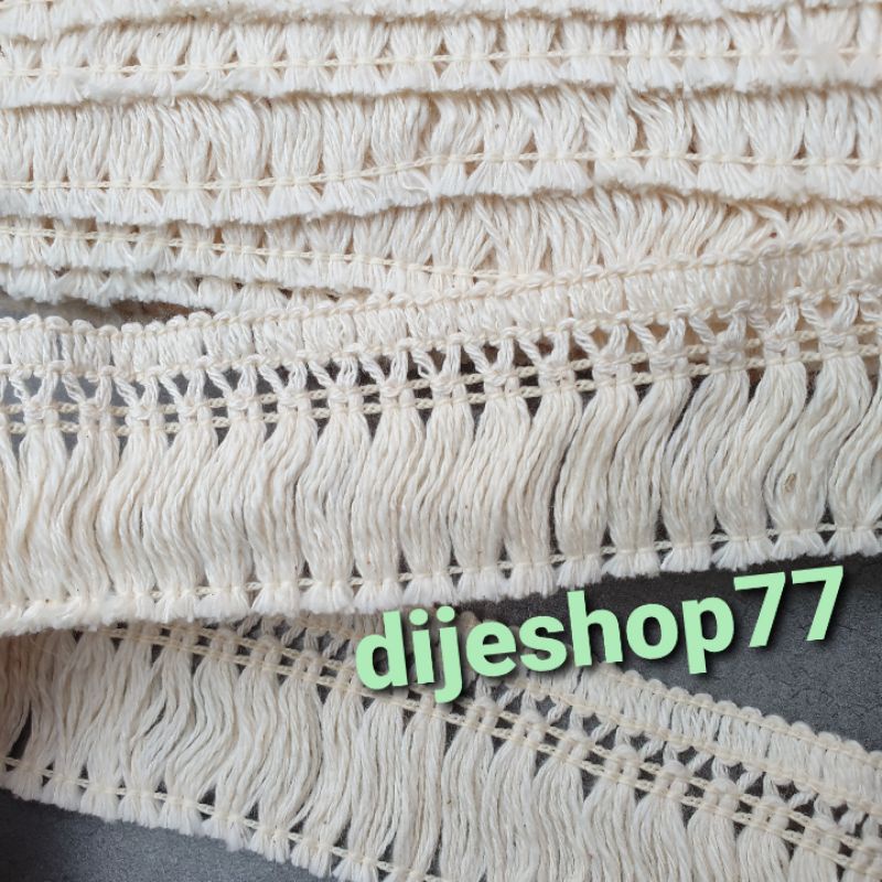 Renda Katun lebar 4 cm / Rumbai katun 4cm / Renda sajadah / diy jilbab baju