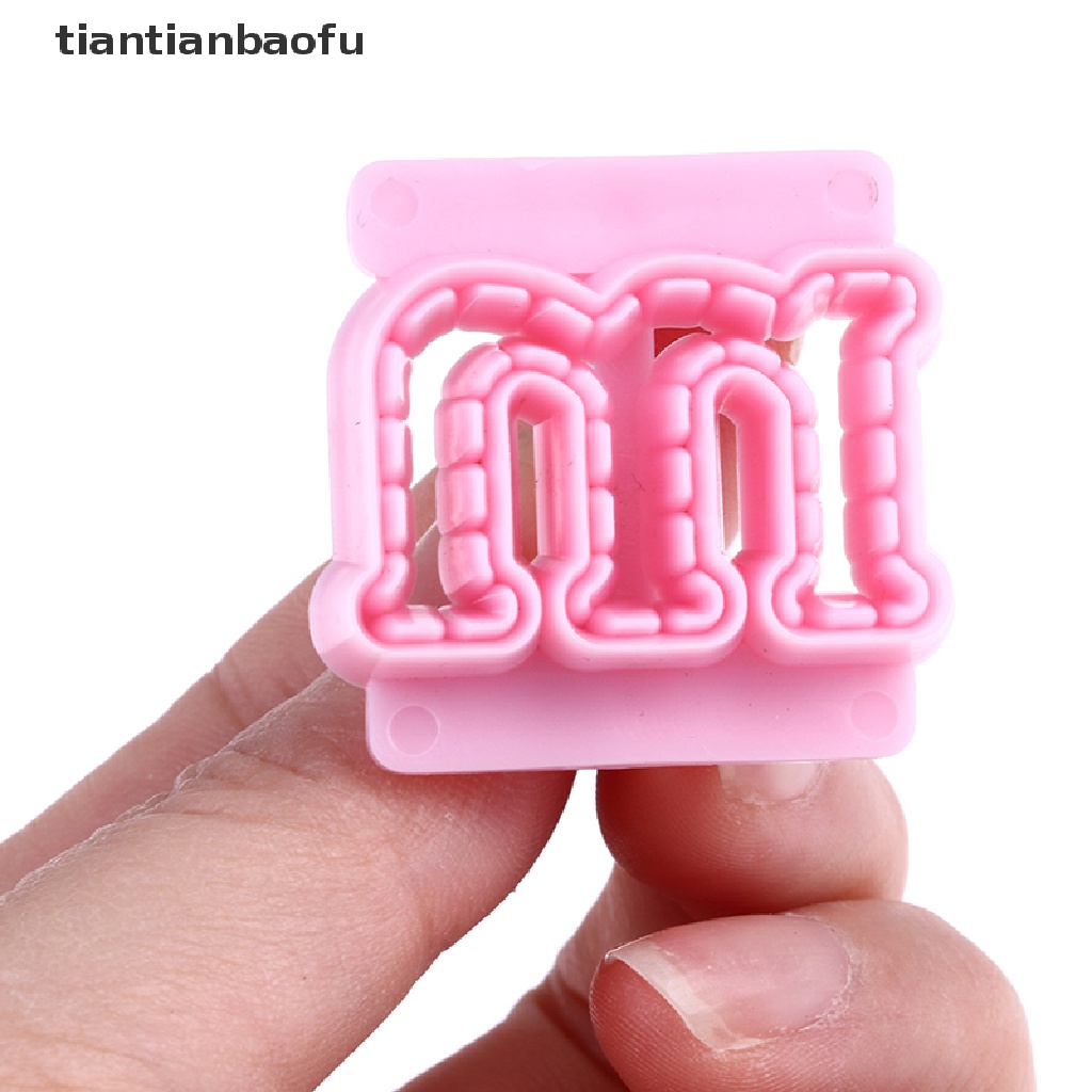 Cetakan Pemotong Kue Model Stempel Timbul Desain Huruf Alfabet