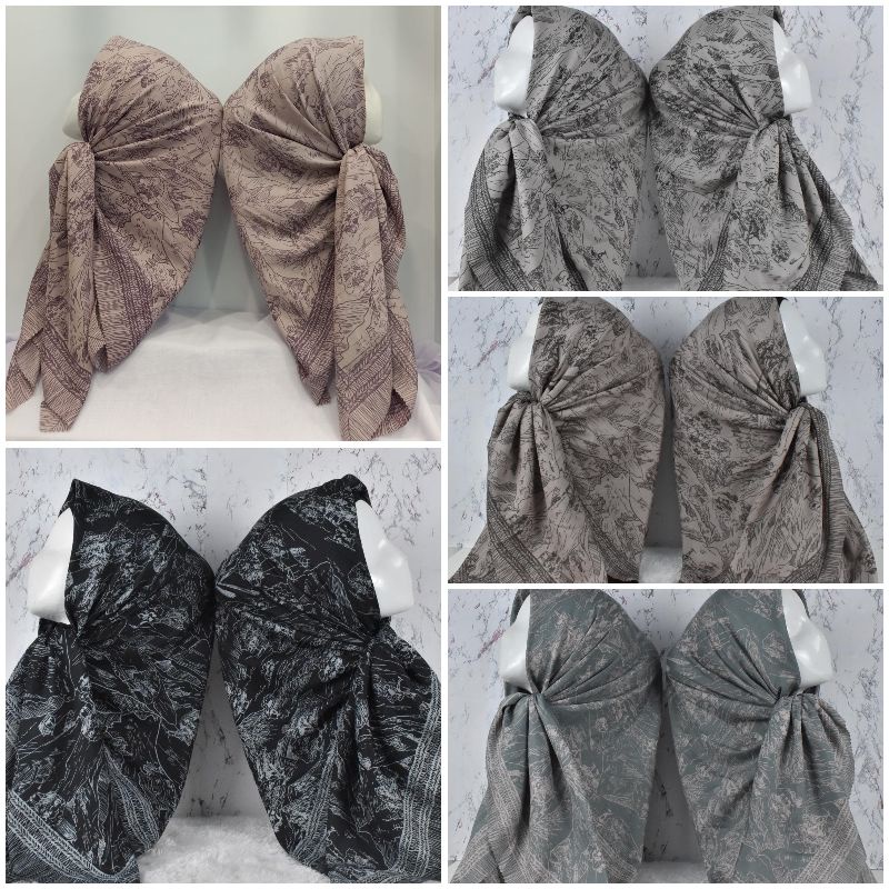 Voal Premium motif pemandangan shiki series / Jilbab voal lasercut / hijab voal motif premium