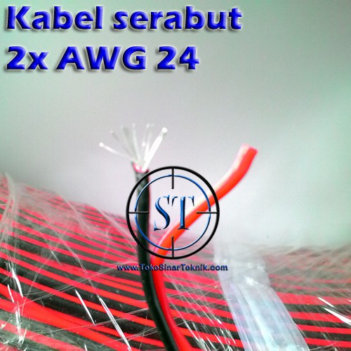 Kabel Serabut Tembaga Gold 1 Meter 2 x STM-24 AWG High Quality Purity Copper with Tin Timah 2 Jalur Bisa Disolder