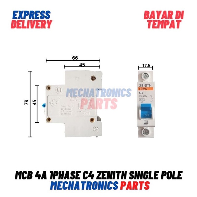 [MCB-9002] MCB 4A 1PHASE C4 4A ZENITH SINGLE POLE