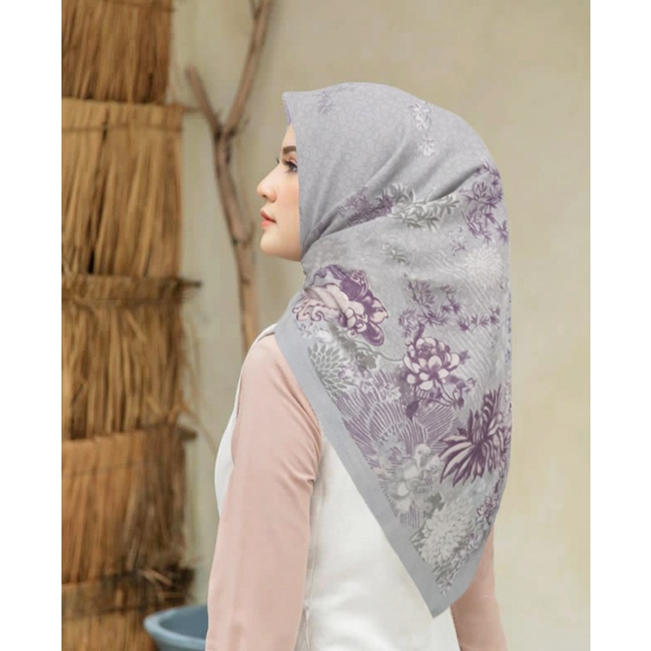 Diskon !! Hijab Voal Segiempat Motif Floral Knight Kerudung Segiempat Motif Jilbab Voal