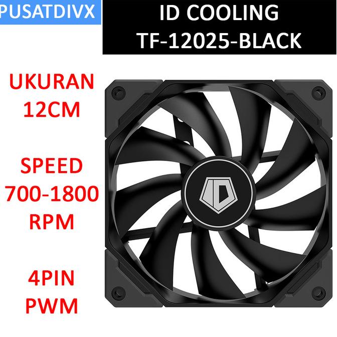 Id Cooling Tf 12025 Black 12Cm Pwm Kipas Casing Id-Cooling Tf-12025