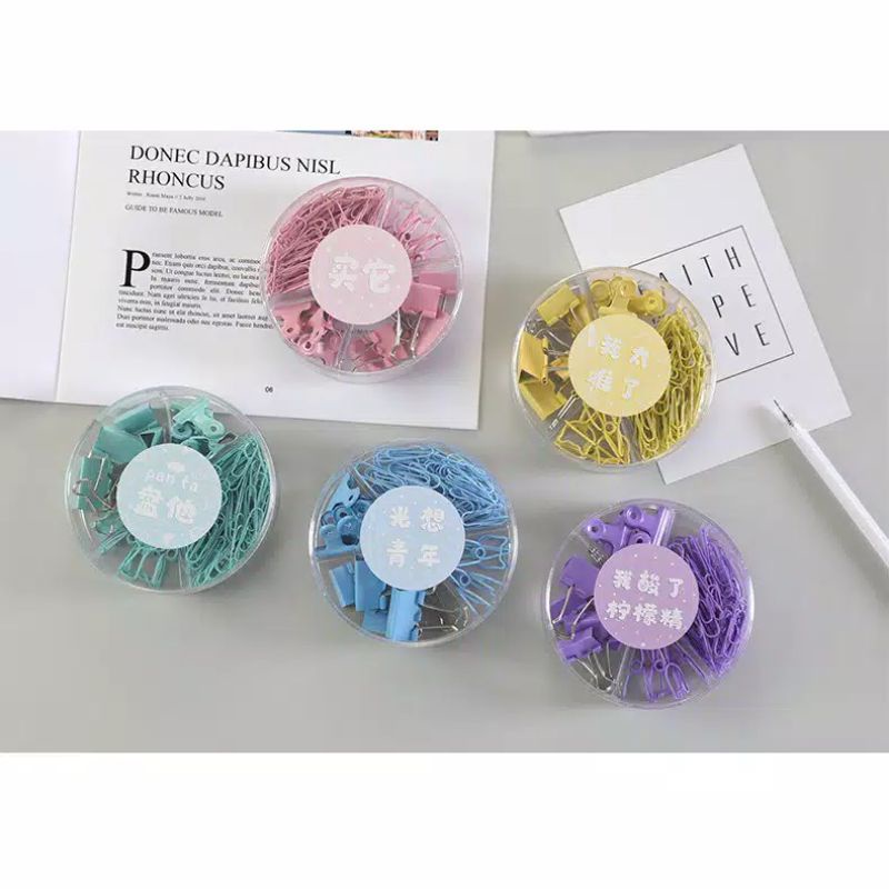 

JTC26 - Set Binder Clip/ Paper Clip Warna Pastel