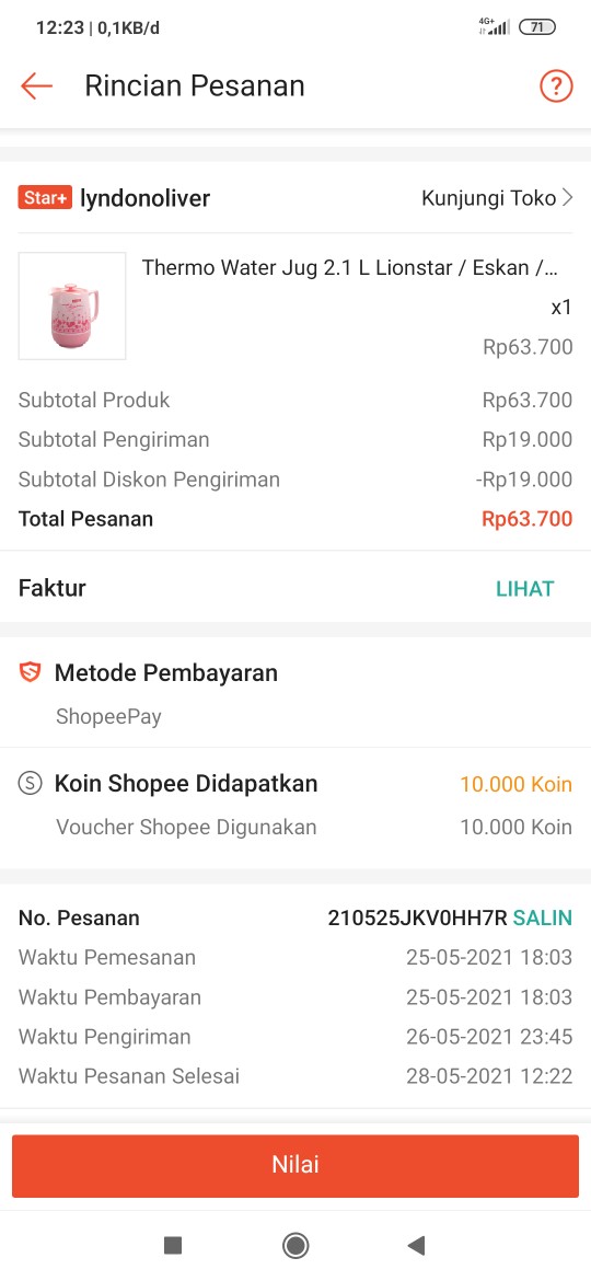 Thermo Water Jug 2.1 L Lionstar / Eskan / Teko Untuk Panas Dan Dingin