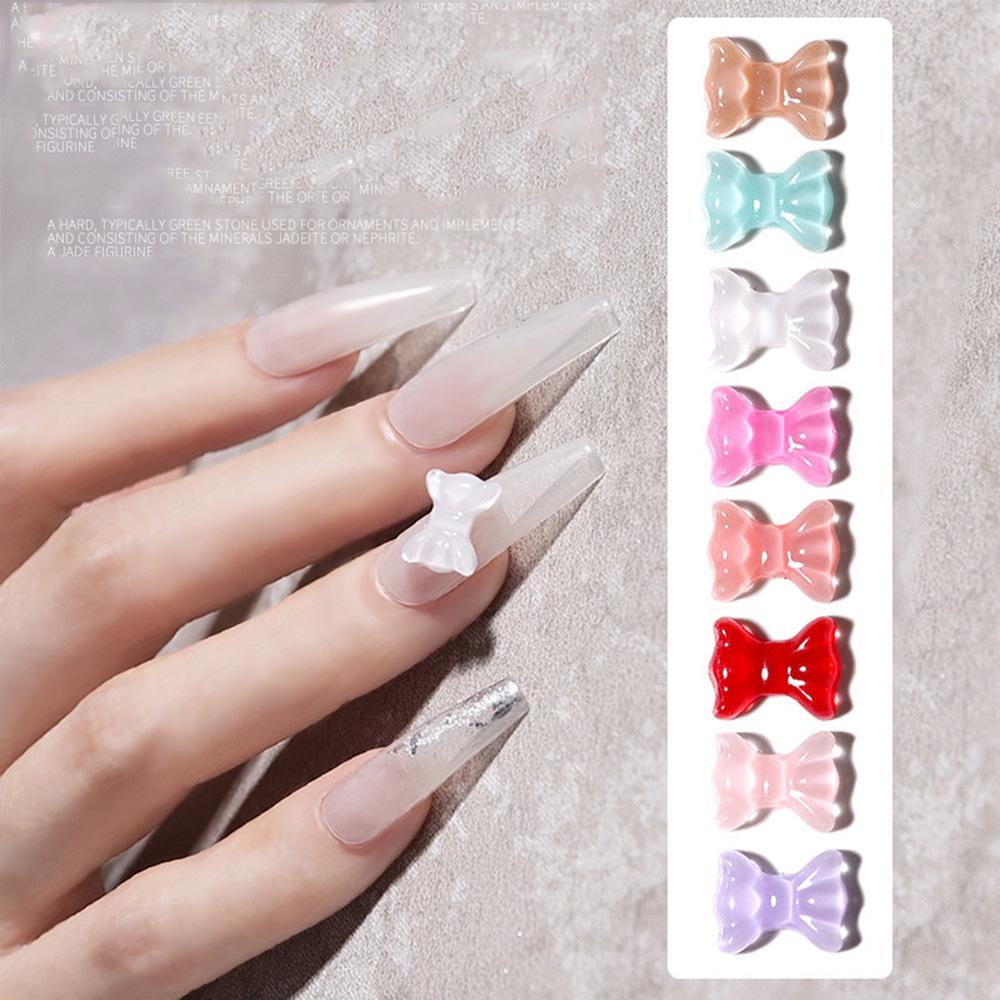 AUGUSTINA Agustina Ikatan Simpul 3D Dekorasi Nail Art Warna Permen Dapat Ditekuk Nail Art Berlian Lembut DIY Manicure Aksesoris