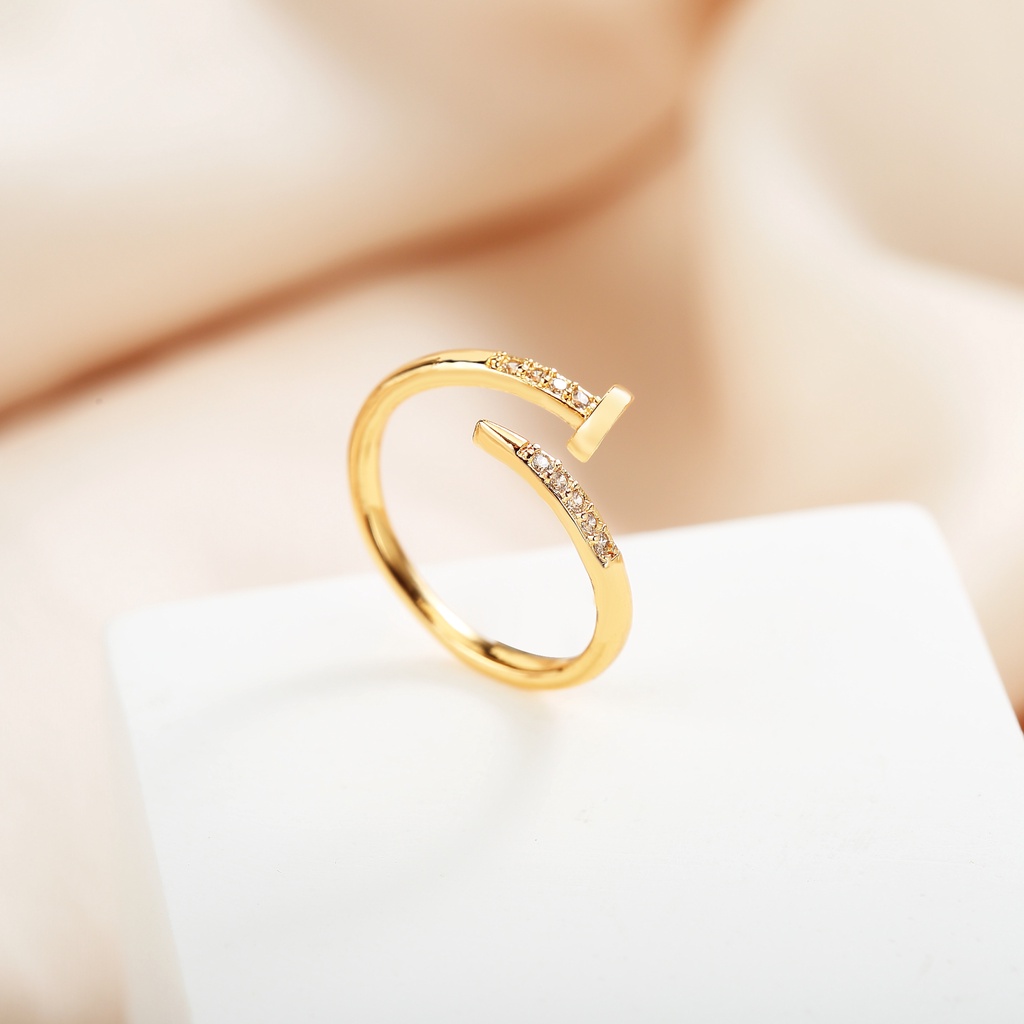 Y463 [COD✔] Paku Cincin Berlian Kristal Stainless Steel Rose Gold Perak Fashion Wanita Pernikahan Rings