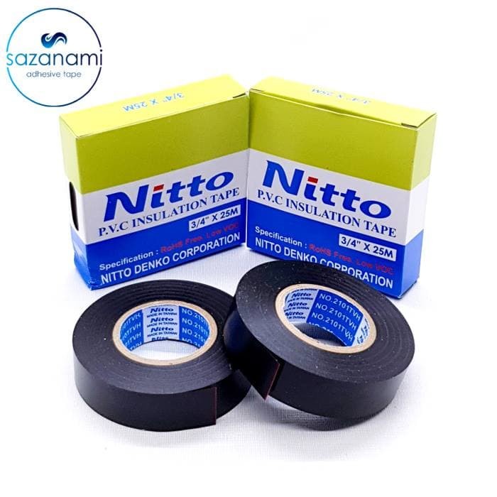 

perekat-pengikat- lakban listrik nitto pvc 3/4 inch x 25m - hitam -pengikat-perekat.