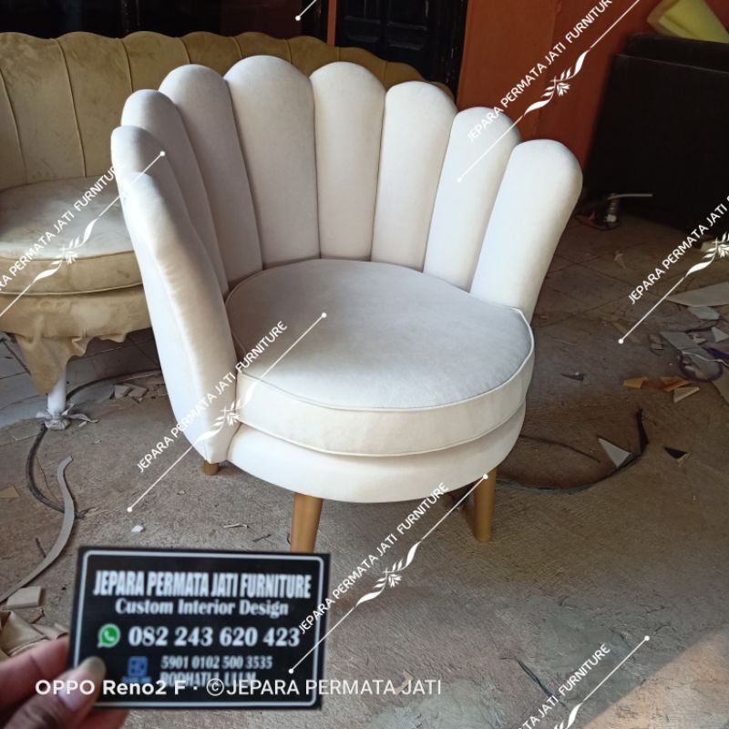Sofa kerang single seater mewah furniture jepara