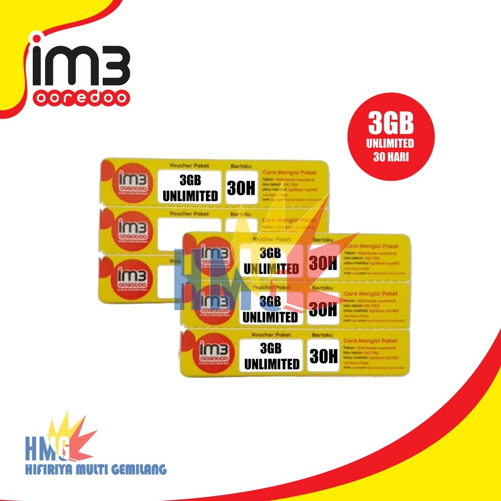 Voucher INDOSAT DATA 3GB Unlimited MURAH