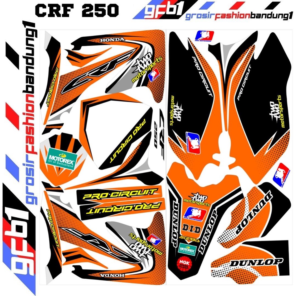 Decal Motor cross Trail Adventure CRF 250cc Variasi Dunlop Pro Racing