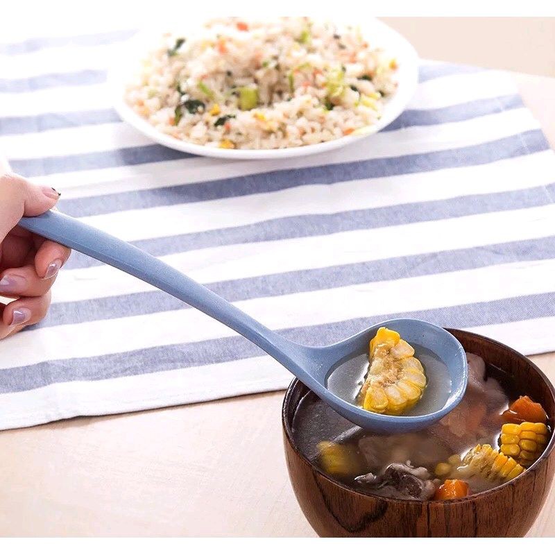 Kingtiam Sendok Masak Jerami Gandum Sendok Sup Warna Alat Masak Alat Dapur-7