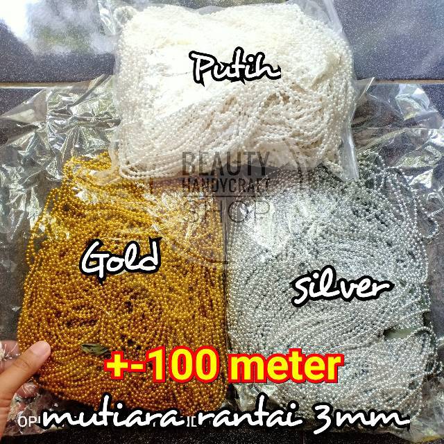 Mutiara rantai lada 3mm/PON NO HITAM