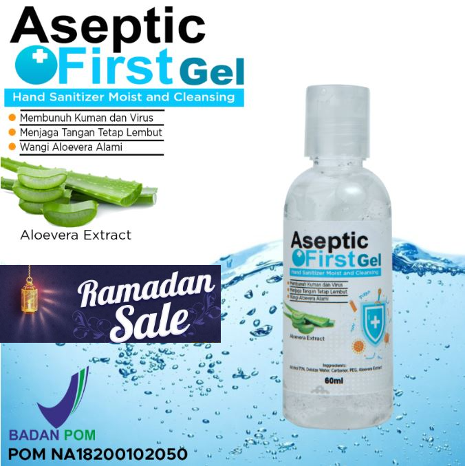 ASEPTIC FIRST HANDSANITIZER GEL 60ML FLIPTOP SIAP PAKAI - ECER GROSIR