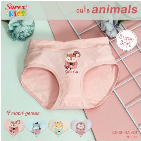 6 pcs CD Celana dalam anak Perempuan Girl Sorex NA 401 Super soft Size M-XL | Gedabug