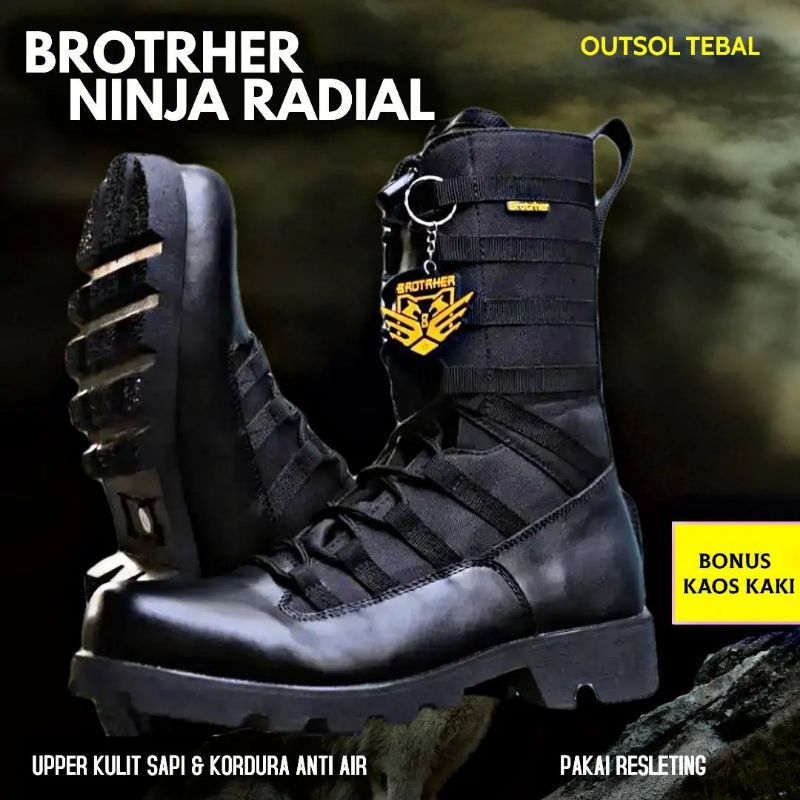 SEPATU PDL NINJA BAHAN KULIT SAPI DAN KORDURA ANTI AIR PAKAI RESLETING SUDAH DI SOL KUAT