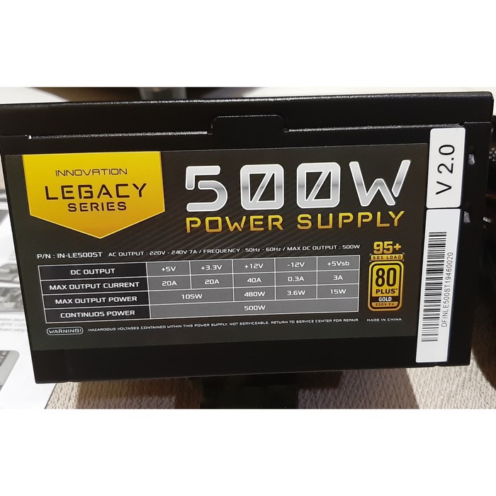 PSU Innovation 500W 80+ Gold (Garansi 8th Ganti baru)