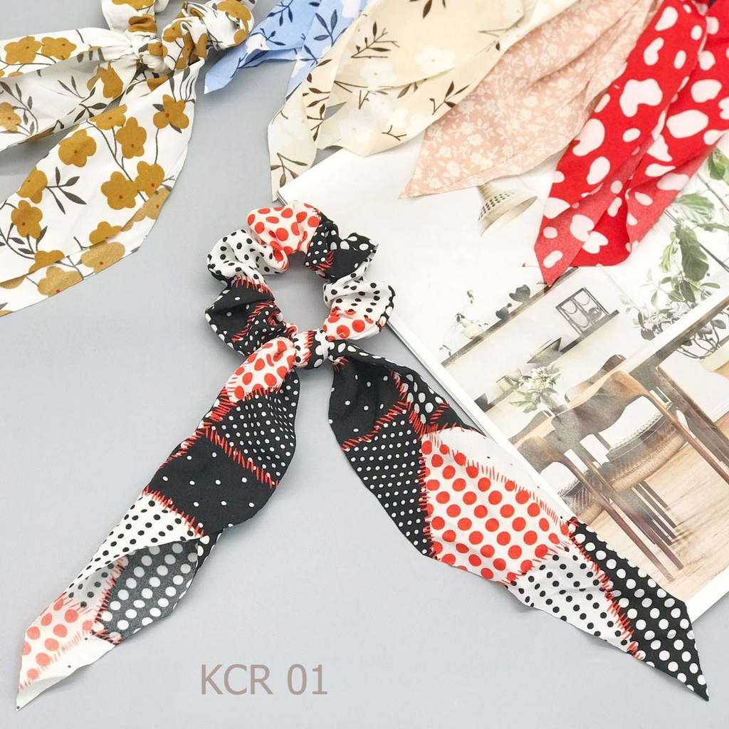 [MS108] KCR 01 - Ikat Rambut Pita Panjang Model Scraf Gaya Korea Aksesoris Fashion Wanita