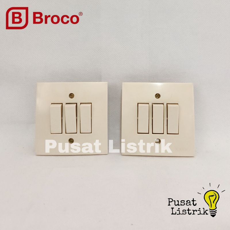IB Saklar Triple Switch New Gee Broco Triple Switch Inbow Cream Broco