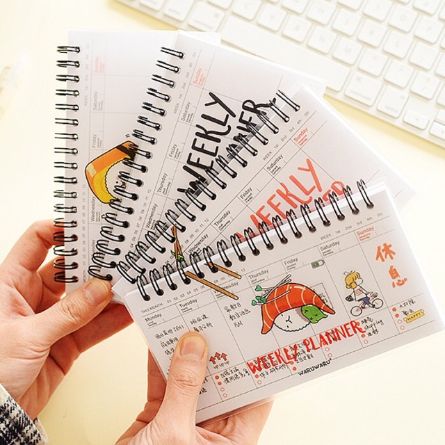 

Weekly planner / sushi & washabi spiral / buku agenda