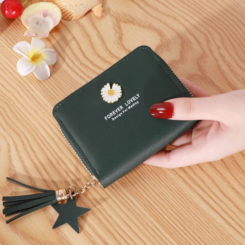 HC Dompet Wanita Kecil Motif Bunga Daisy Dompet Lipat Kecil Wanita import motif Bunga-HC6640 HIJAU 086