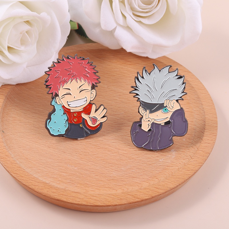 Qihebros Pin Enamel Desain Anime Peripheral Boy Pasang Pakaian