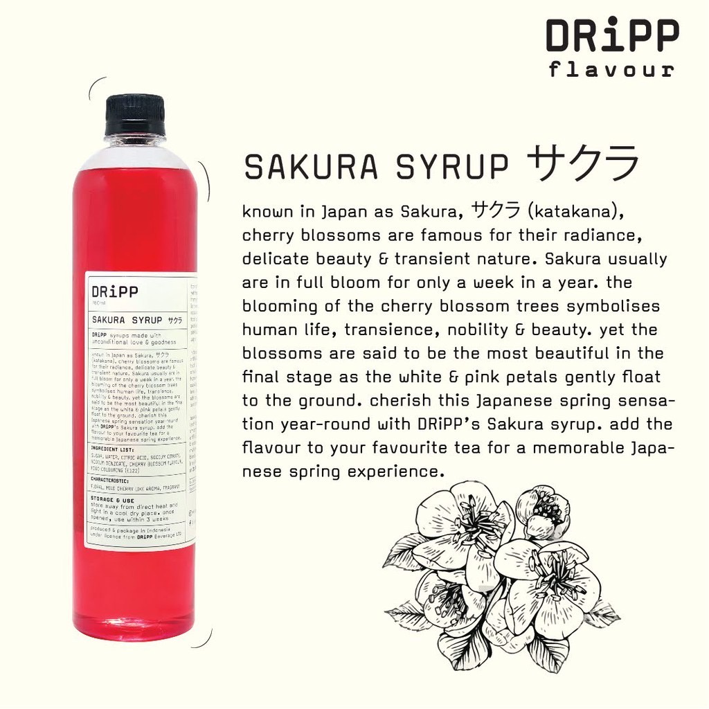 

DRiPP Sakura Syrup - Sirup Perisa Minuman Rasa Sakura untuk HORECA