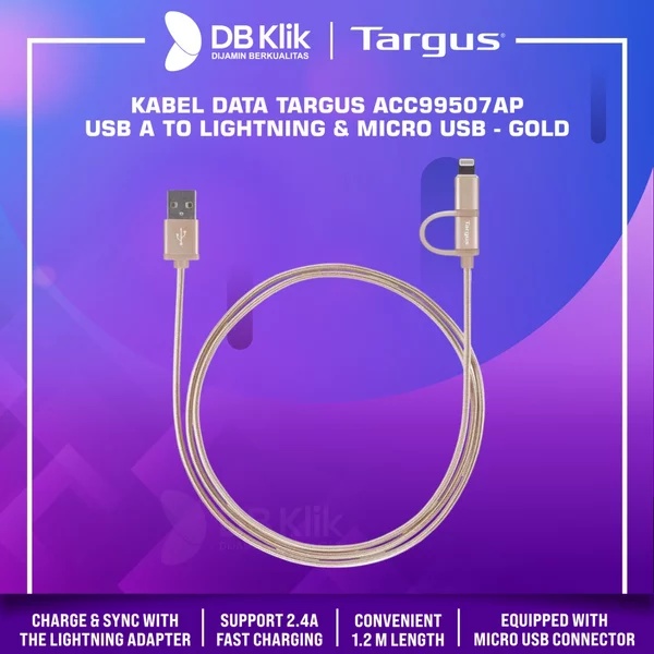 Kabel Data Targus ACC99507AP USB A to Lightning &amp; Micro USB 1.2M 2.4A