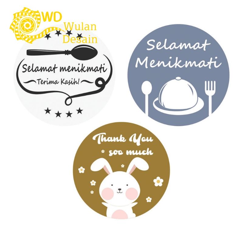 

Stiker Label selamat Menikmati terimakasih paket 100pcs Siap tempel ukuran 3,5cm