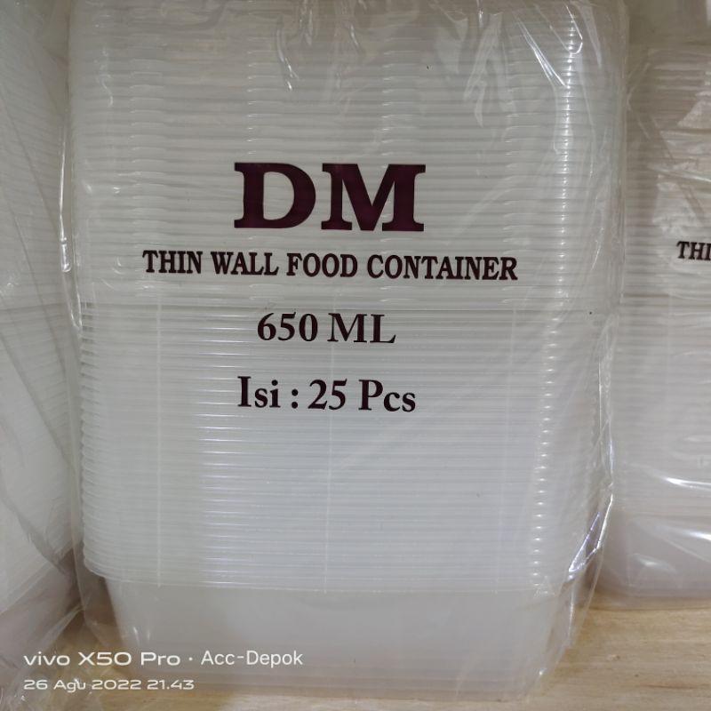 KOTAK MAKAN / FOOD CONTAINER THINWALL DM 500 650 750 1000 ML ISI 25 SET