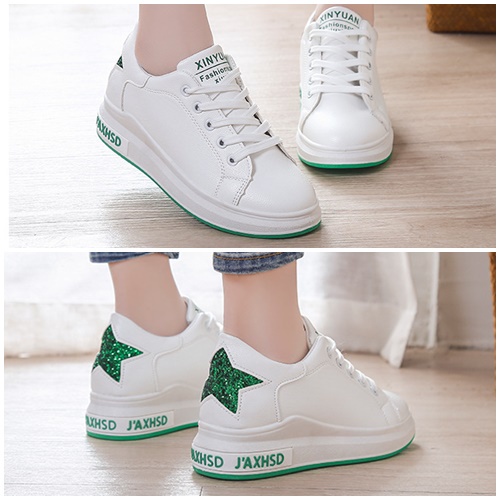 BJS8812 - BLACK/GREEN/RED - Sepatu Sneakers Star Wanita Cantik SEPATU WANITA SNEAKERS STAR BINTANG TALI FLAT SPORT OLAHRAGA FASHION IMPORT TERMURAH TERLARIS TERBARU BAGSTORE JAKARTA JSS8812