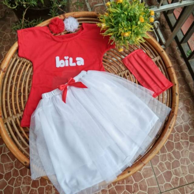 Set skirt merah putih