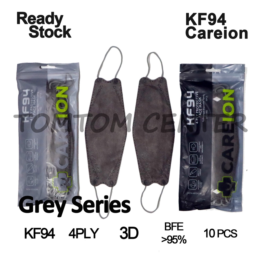 (Careion) Masker Kf94 Careion Original 4 Ply Warna Warni Hitam Putih Isi 10 Pcs