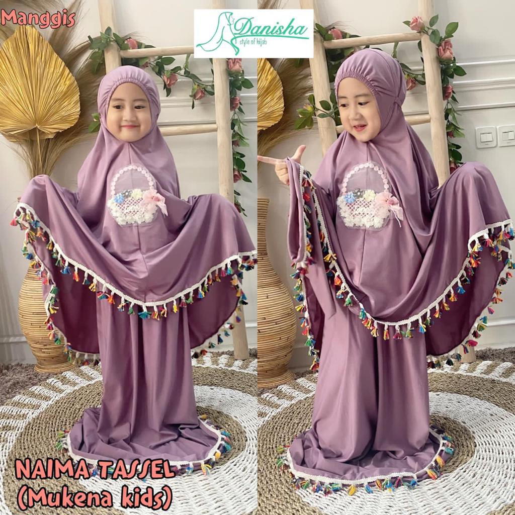 Mukena Mukenah Anak Naima Tassel Kids Ori Danisha Hijab BY ATHIRTEXTILE