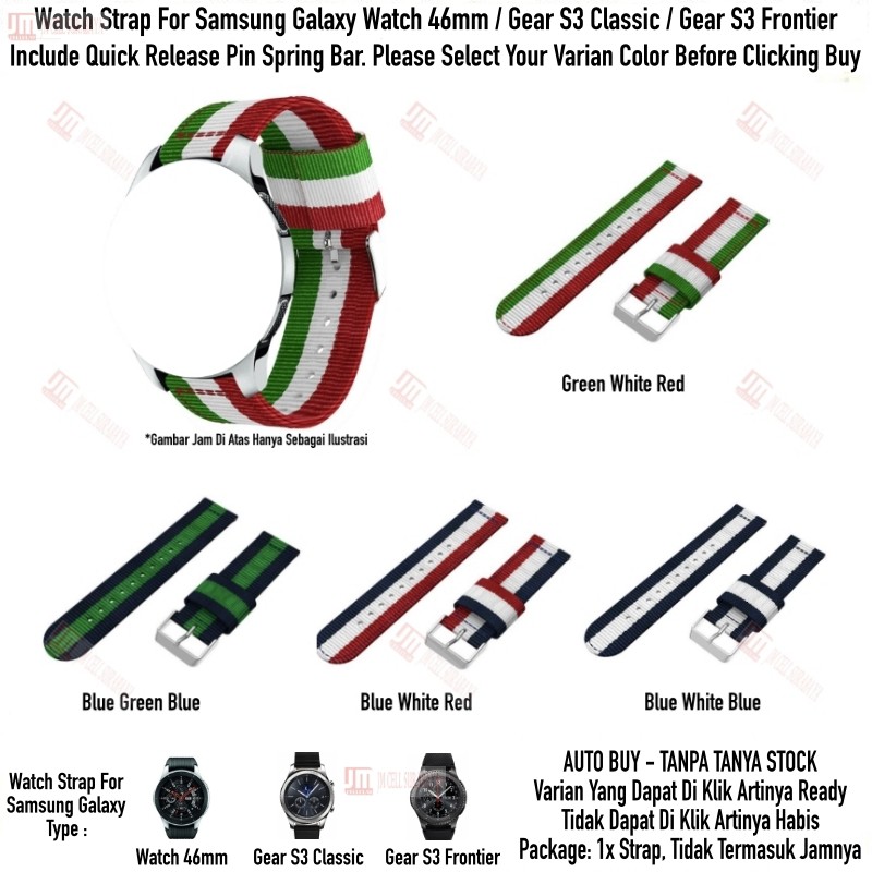 Tali Jam 22mm Watch Strap Samsung Galaxy Watch 46mm / Gear S3 - Nylon 3 Baris