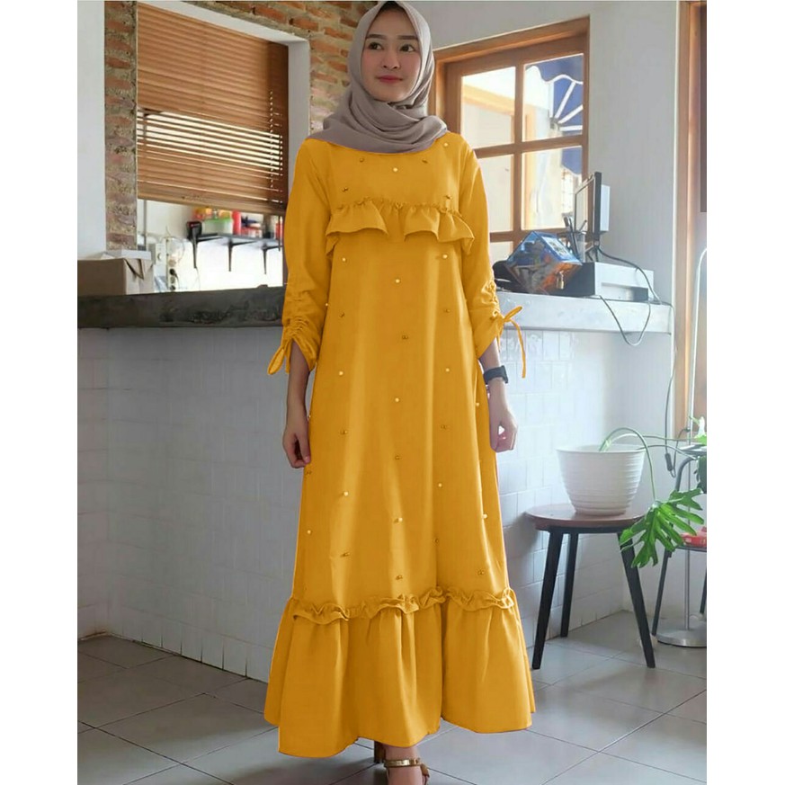 GAMIS SYARI ANNAJAH CAPUCCINO 900GR 110 140 ALLSIZE GAMIS SYARI BUSUI CADAR CREPE HQ POLOS MURAH I.