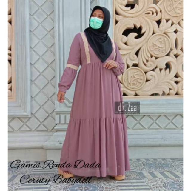 Gamis Renda Dada Ceruty (Gamis Saja)