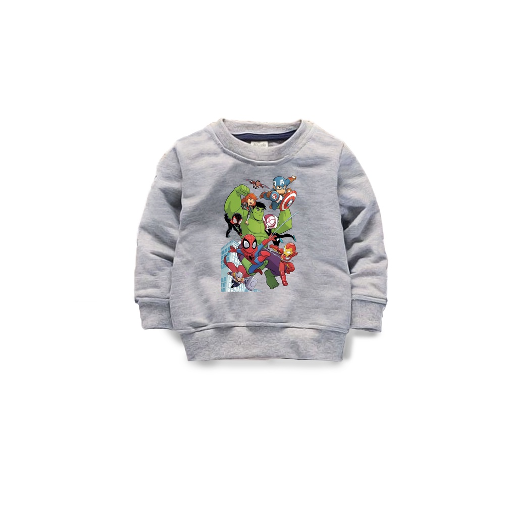 Jaket sweater anak laki - laki usia 2 3 4 5 6 7 8 19 10 tahun / switer crewneck basic anak laki laki perempuan karakter hero hulk