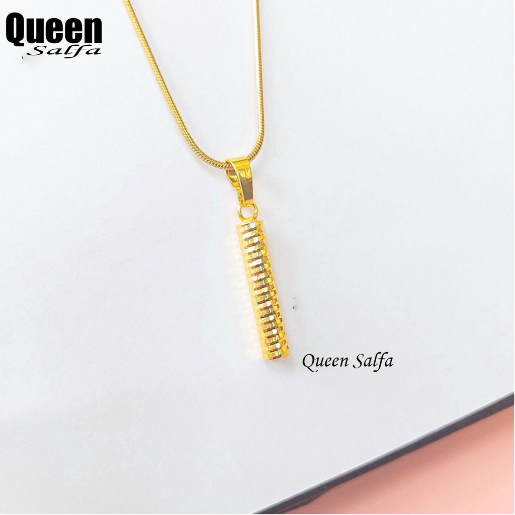 ASLI TITANIUM Kalung Liontin Titanium Emas/Kalung Fashion Korea Titanium/Liontin Panjang Titanium