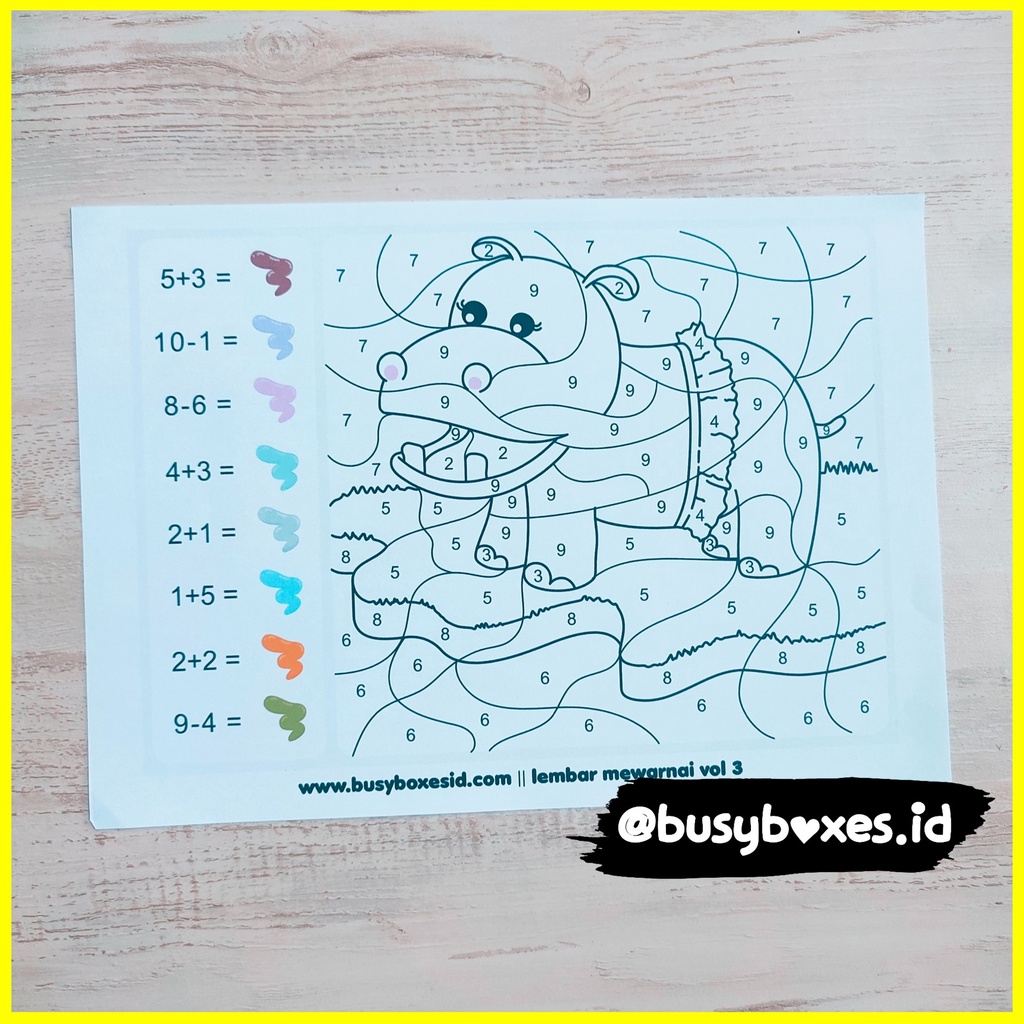 [busyboxes.id] Mainan Edukasi  anak 4 tahun mainan edukasi anak 3 tahun lembar mewarnai sesuai dengan angka worksheet angka