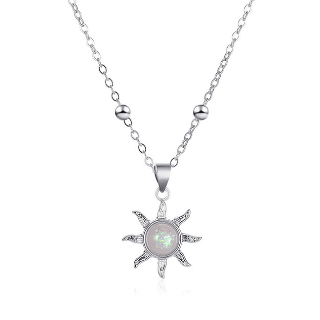 LRC Kalung Fashion White K Opal Sun Inlaid Opal Alloy V05261