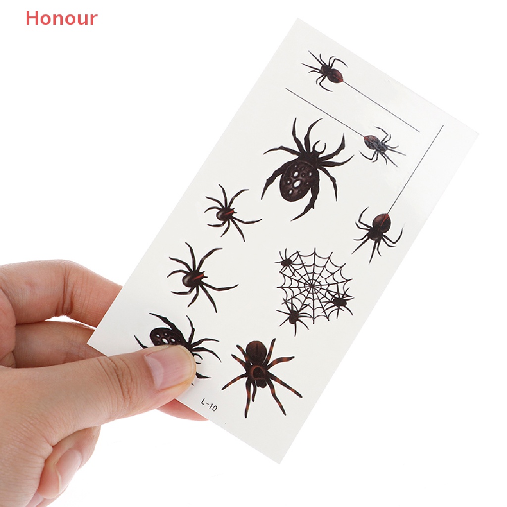 Image of (Honor) 10 Lembar / Set Stiker Tattoo Sementara Motif Luka Darah / Laba-Laba / Vampire Untuk Cosplay Halloween #1