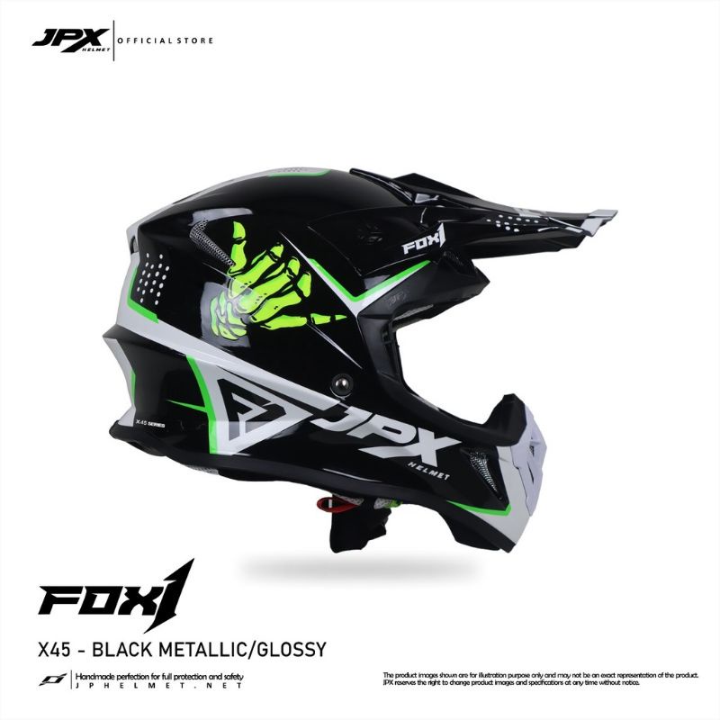 HELM JPX X45 SUPERBLACK CROSS_FOX1 + GOOGLE SNAIL JPX DVAIS ORI - (ONGKIR 2 KG)