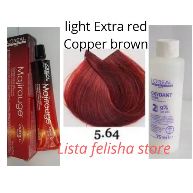 L'oreal Majirouge 5.64 Light Extra Red Copper Brown, cat rambut, pewarna rambut