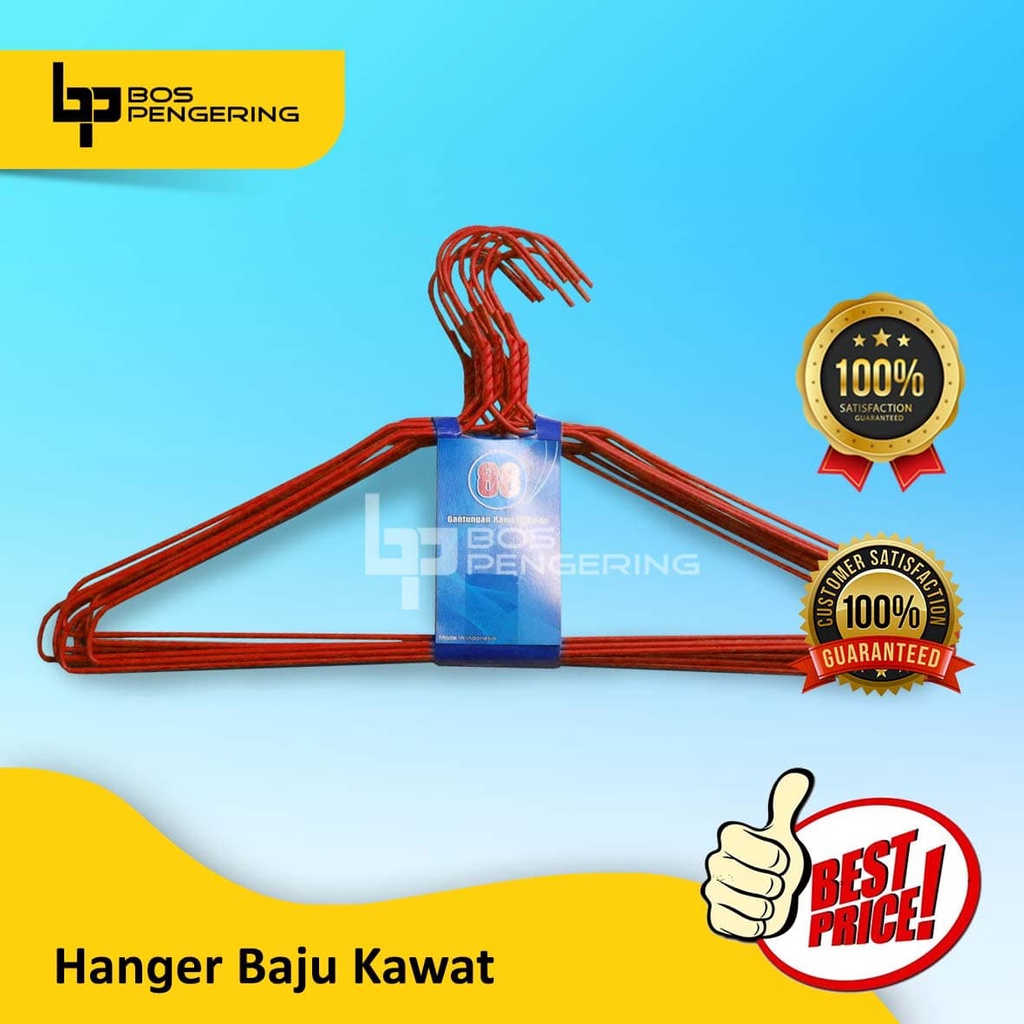 Gantungan Baju Kawat Berkualitas - Hanger Kawat Lapis Plastik Warna Untuk Pakaian 10 pcs