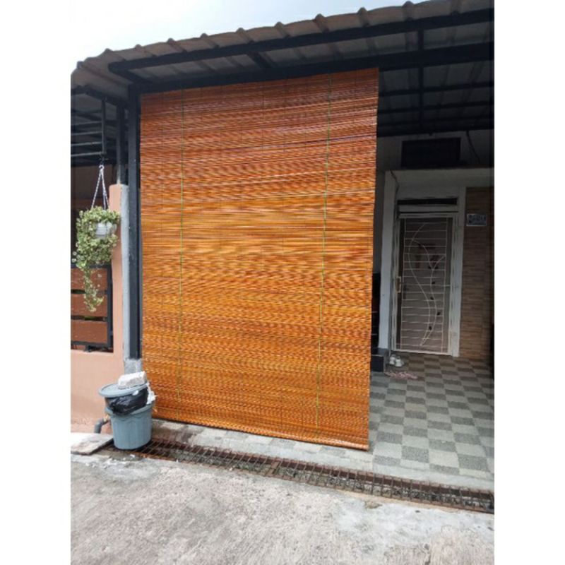 Krey bambu tirai sawit plitur+full vernis ukuran 2x2m