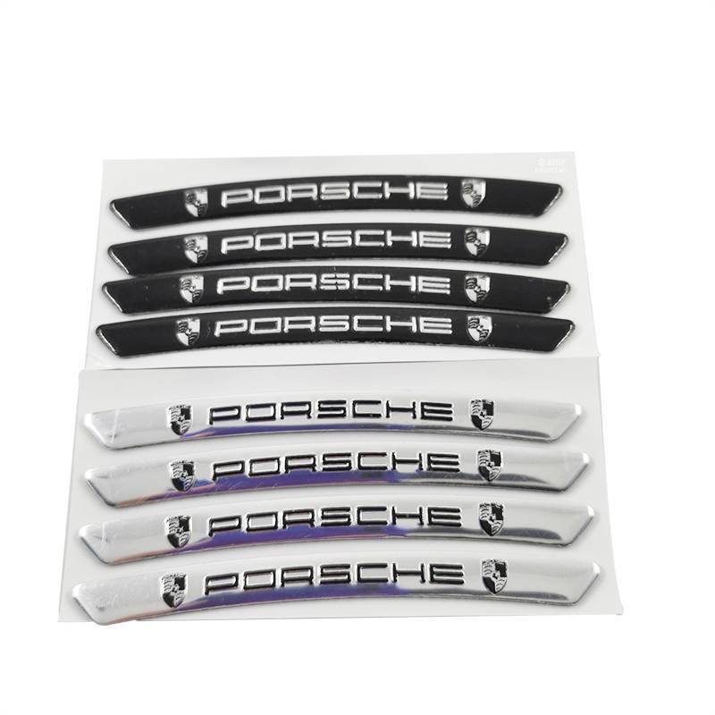 4 x Aluminum PORSHCE Letter Logo Car Auto Wheel Tire Decorative Emblem Badge Sticker Decal PORSHCE