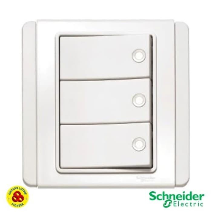 SCHNEIDER Saklar Triple Hotel NEO E3033H2 FWWW 3G 2W With Fluorescent