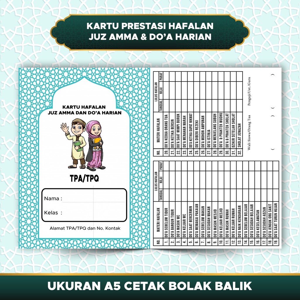 Jual Kartu Prestasi Hafalan Juz' Amma dan Do'a Harian | Shopee Indonesia